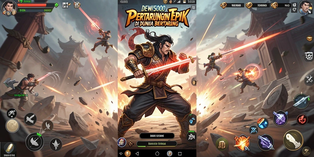 Screenshot gameplay DEWI5000 menampilkan duel intens antar karakter.
