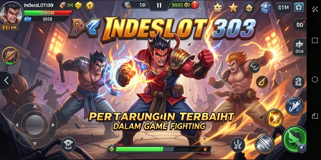 Tampilan gameplay seru di INDESLOT303 dengan pertarungan karakter yang dinamis.