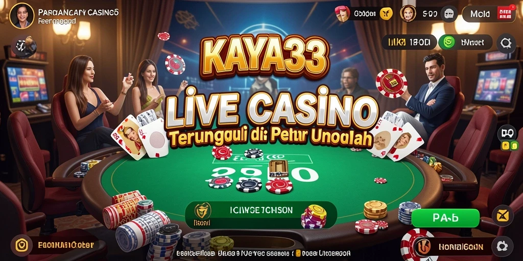 Tampilan utama KAYA33 menampilkan dealer Live Casino yang interaktif.