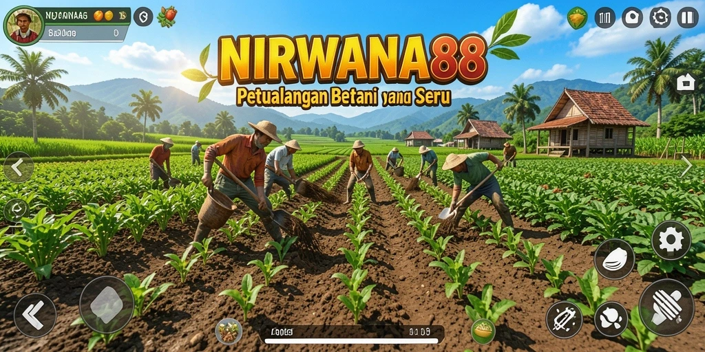 Tampilan permainan NIRWANA88 dengan aktivitas bertani yang seru.