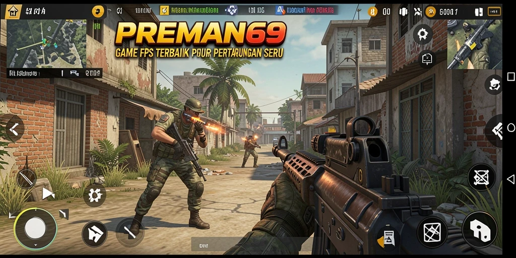Screenshot gameplay PREMAN69 menampilkan aksi tembak-menembak yang seru.