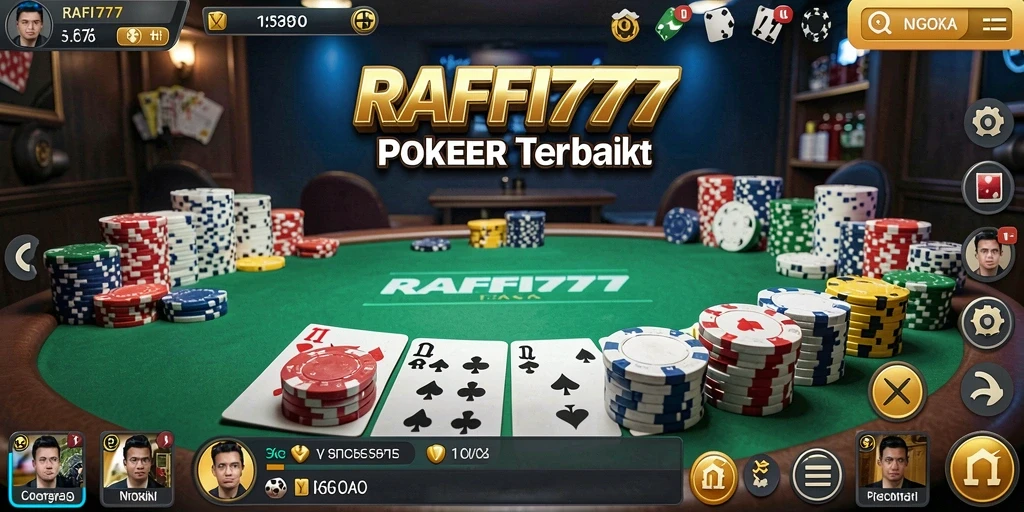 Tampilan gameplay seru RAFFI777 dengan aksi poker yang mendebarkan.