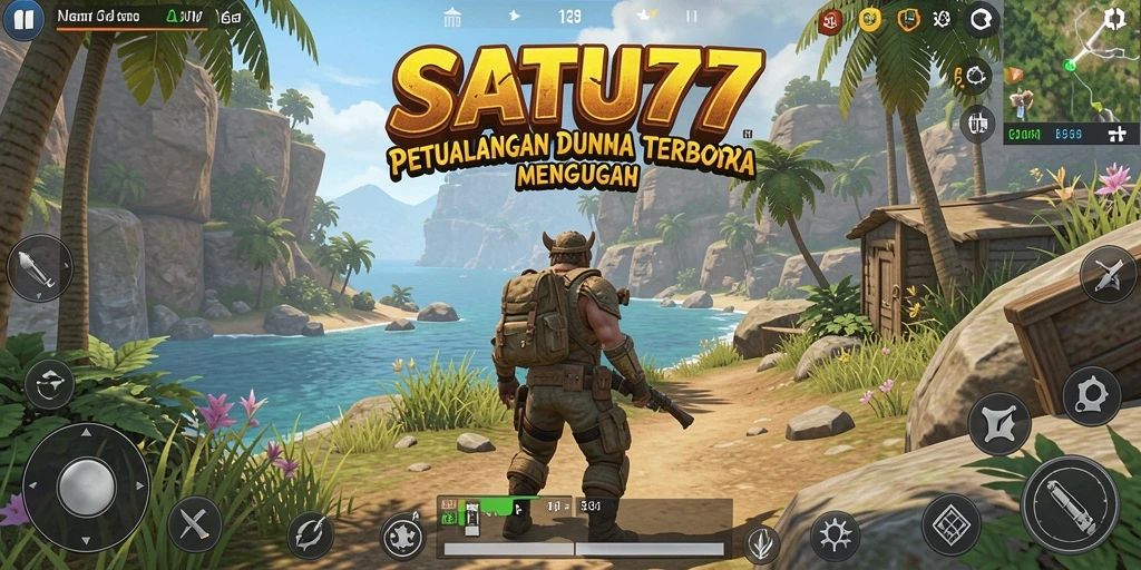 Screenshot SATU77 menampilkan eksplorasi dunia terbuka yang epik.