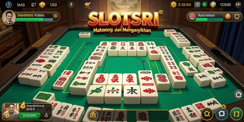 Tangkapan layar gameplay SLOTSRI menampilkan aksi Mahjong yang seru.